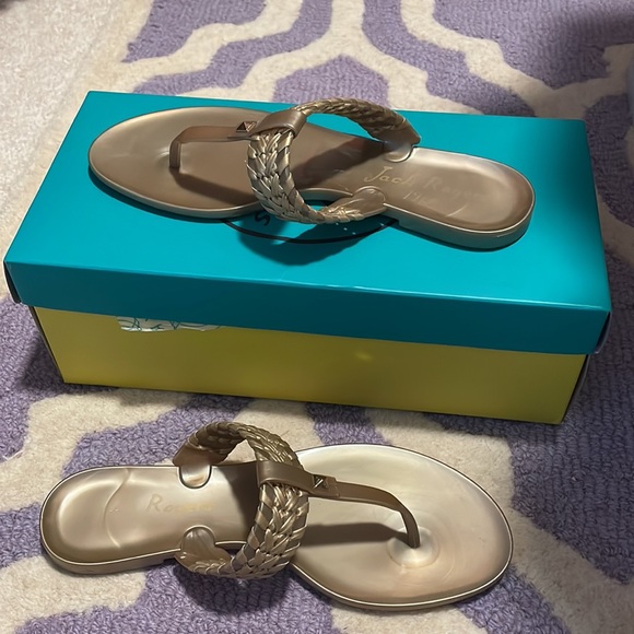 Jack Rogers Shoes - Gently used Jack Rogers Flip Flop Jellies in Gold